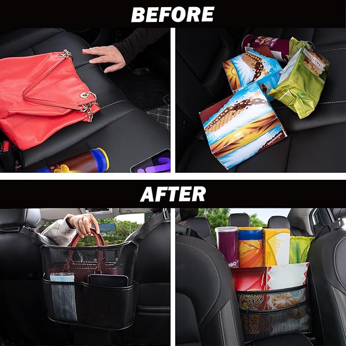 Eing Car Seat Back Organizer - Large Capacity Storage for Purses, Handbags & Kids' Items - Black