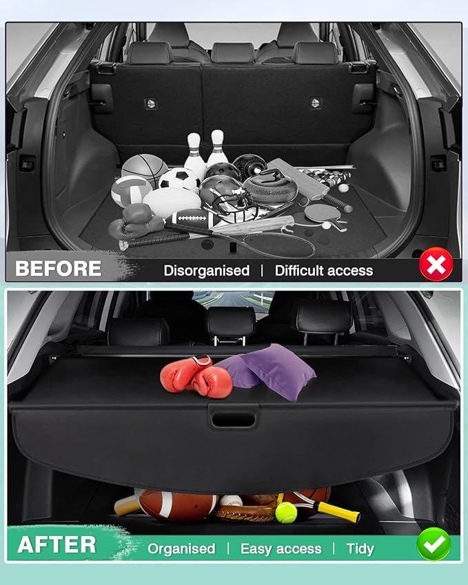 Powerty Retractable Cargo Cover for 2019-2025 2026 Acura RDX, Canvas Texture Trunk Cover Privacy Screen Rear Security Shade for RDX Accessories (with Extented Cover)