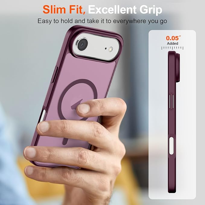 SUPFINE Magnetic for iPhone Air Case (Compatible with MagSafe)(Military Grade Drop Protection) Slim Translucent Matte Shockproof with Anti-Fingerprint Phone Cover for 17 Air,Wine Red