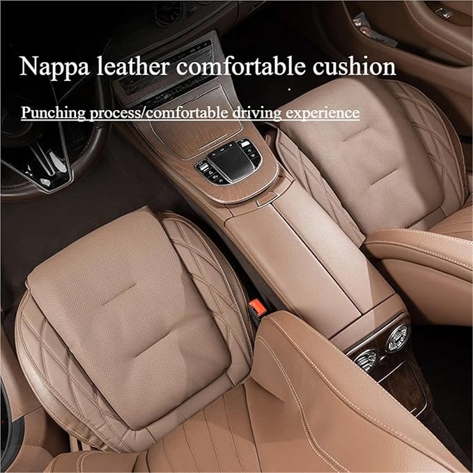 GouDan&Smallstore Leather Car Seat Cushion with Integrated Lumbar Support - Breathable and Ventilated Comfort for All Vehicles(Front seat Cushion B)