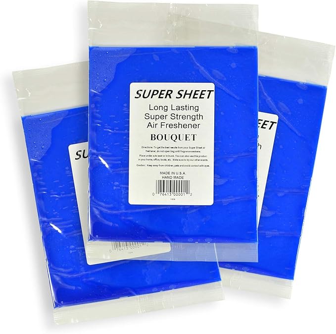 Super Sheet Large (8"x7") Under Seat Car Air Freshener, 3-PACK (Bouquet)