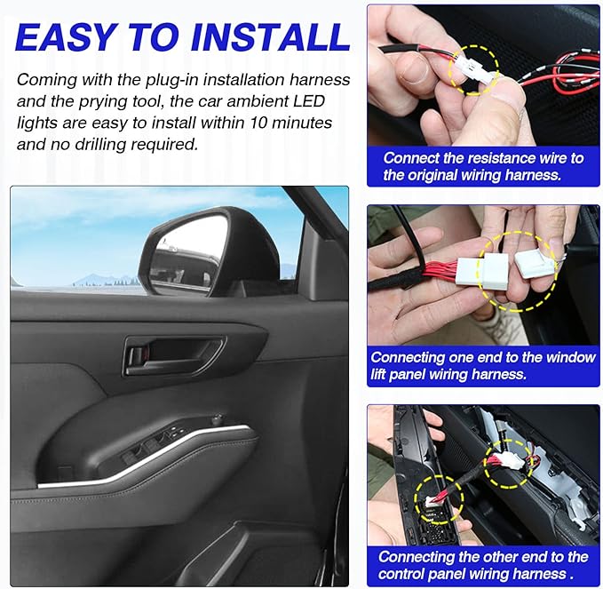 Powerty Compatible with LED Light 2020-2025 2026 Toyota Highlander Accessories Inner Door Handle Bowl Mood Lighting Decorative Interior Lamp 4PCS Blue