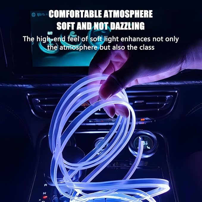 HZEL Car LED Strip Light, 6 in 1 RGB Smart APP Control Vehicle Fiber Optic Ambient Lamp with USB Port & Music Sync Mode, Auto Interior Decor Lighting Kit, Universal for Most Cars