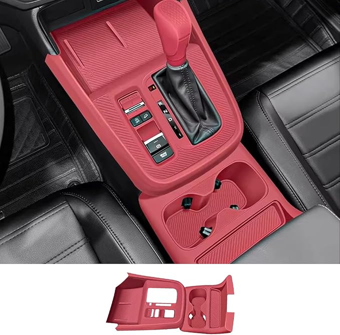 Temmis Center Console Silicone Organizer with Cup Holder for Honda CRV 2023-2026 (Gasoline Version), Full-Wrap Center Consel Electrostatic adsorption Cover for Honda CRV-Red