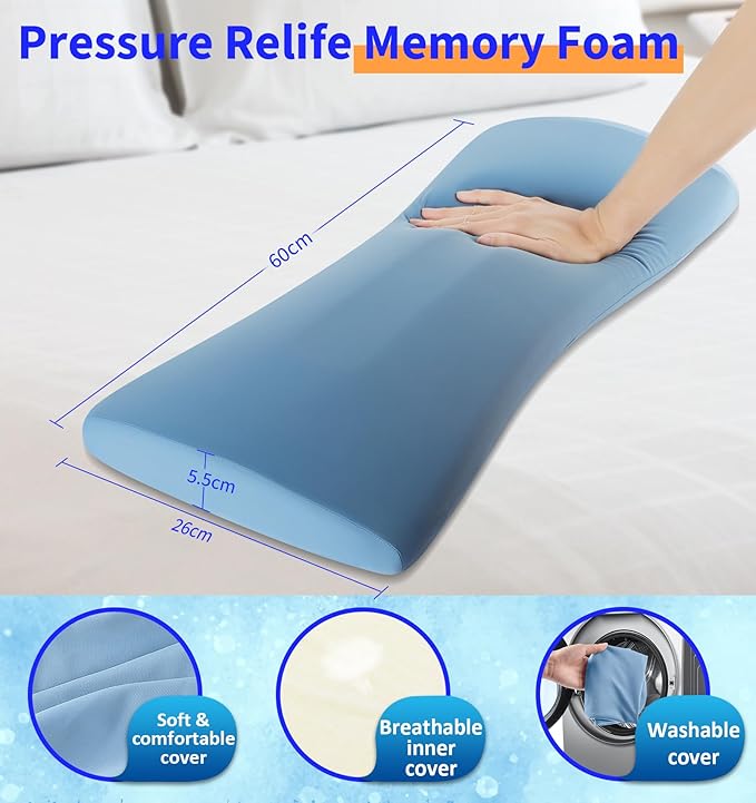 Lumbar Support Pillow for Bed Relief Back Pain: Lower Back Pillow for Sleeping - Memory Foam Waist Pillow - Cooling Back Bolster Pillow for Side, Back&Stomach Sleepers - Bed Rest Pillow for Car, Sofa