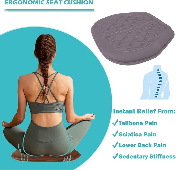 Big Ant Car Seat Cushion, Comfort Memory Foam Driver Seat Cushion Improve Driving View, Sciatica and Lower Back Pain Relief, Seat Cushions for Car Seat Driver, Home Office Chair, Wheelchair - Gray