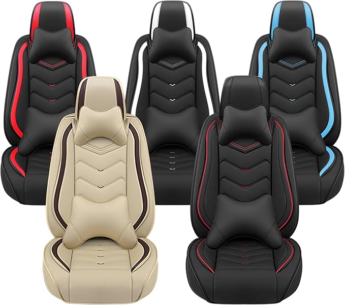 Car Seat Covers for Mitsubishi Outlander 2003-2026, Premium Nappa Leather Car Seat Cover, Stylish Sport Seat Covers, Automobile Seat Cover Sets.(Luxury 5 Seats/Black Red)