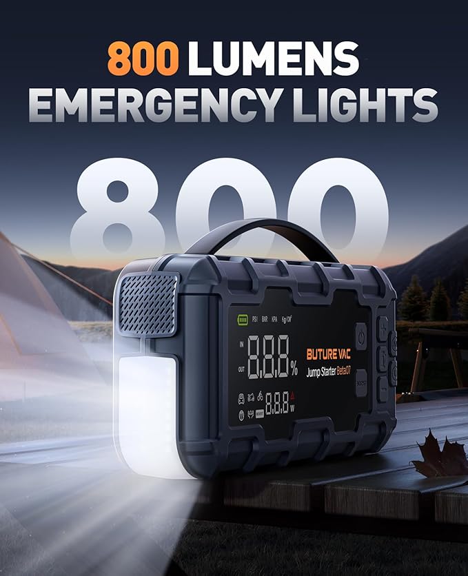 Portable 10-in-1 Car Battery Jump Starter with Air Compressor 8000A 160PSI 45W Charger, Jump Starter Jump Box (All Gas 14L Diesel), Car Battery Jumper Starter Portable Jumper Cables, Gloves, Lights