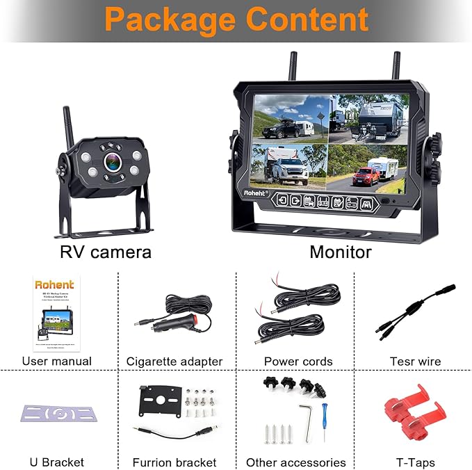 RV Backup Camera Wireless Strong Signal: HD 1080P 7'' Touch Key Recording Monitor Rear View System for Trailers/Trucks/5th Wheel 4 Channels Easy Setup Plug and Play for Furrion Pre-Wired Mount R9