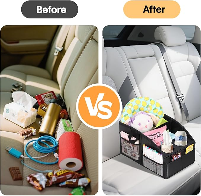 WHHMK Car Storage,Car Backseat Organizers,Support Up to 33 LB of Weight Front Seat Organizer, Floor Organizer for SUV Truck(Carbon fiber texture black)