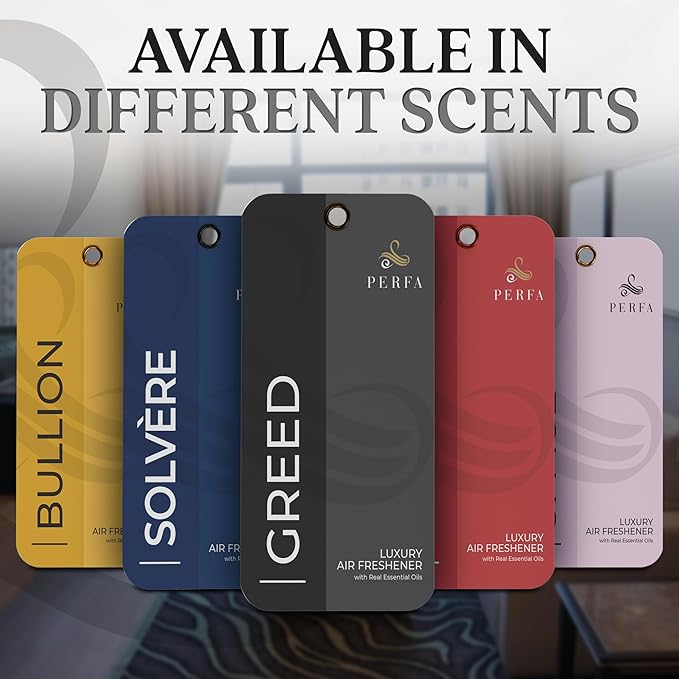 3PCS Greed Disposable Air Fresheners for Men | Long Lasting Car Air Freshener with Greed Fragrance | Lasts for 2 Weeks | Strong Car Perfume with Odour Eliminating Technology | by Perfa