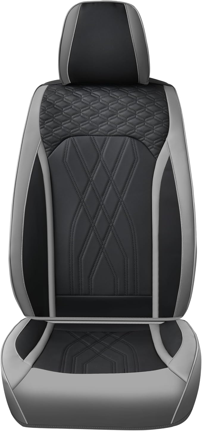 FLORICH Car Seat Covers Front Seat Cover Waterproof Faux Leather Seat Covers for Cars Premium Car Seat Protector Interior Covers Cushion Universal Fit for Most Car Truck SUV, Gray&Black