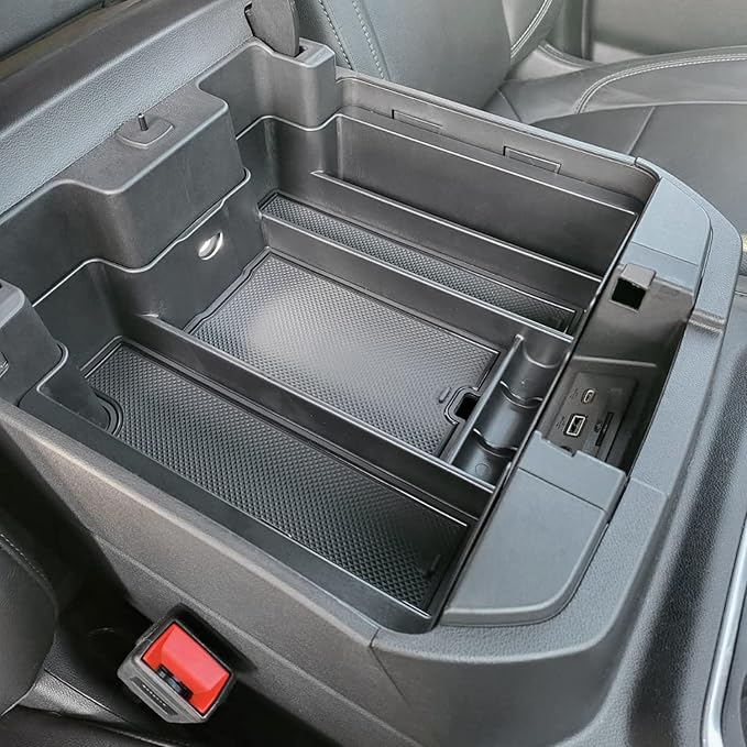 PIMCAR Full Size Center Console Organizer for 2019-2022 Chevy Silverado/GMC Sierra 1500 & 2020-2023 Silverado/Sierra 2500 HD 3500 HD Accessories-Full Console w/Bucket Seats ONLY