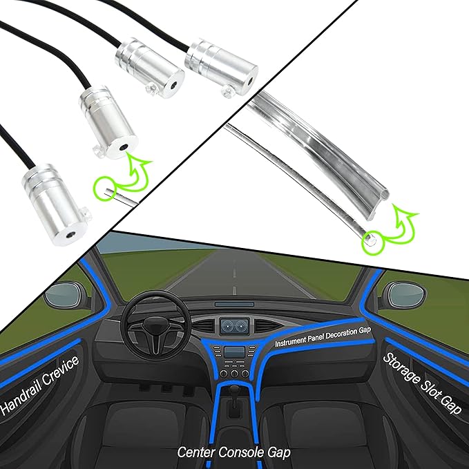 Monster Bluetooth Sound Reactive RGB Fiber Optic Car Interior Lighting Kit, Use Remote/Downloadable App to Customize, Sound-Reactive Mode, Easy Installation, 13ft Cable/12V Adapter Included, 4-Pack