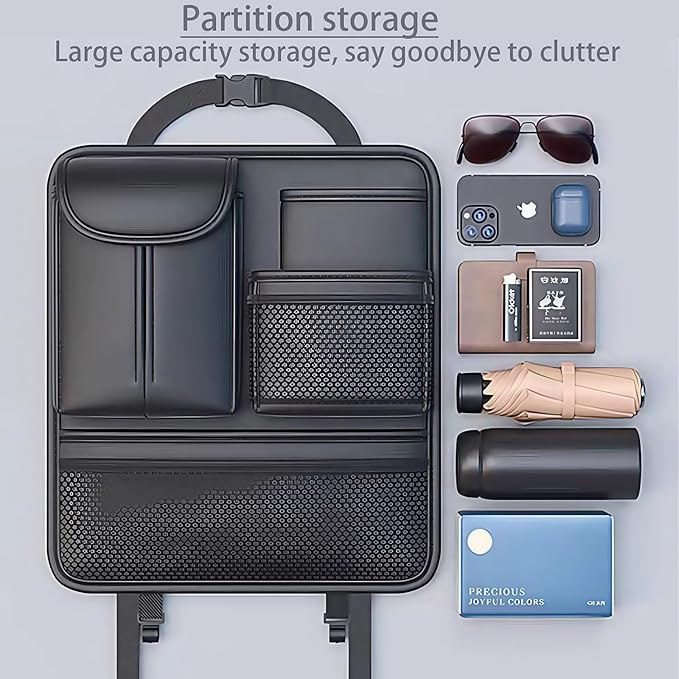 Backseat Car Organizer for Kids, Seat Organizer with 5 Storage Pockets for Travel, Black, Durable & Water-Resistant, Easy Install for Car SUV