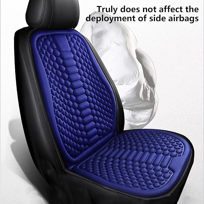 Car Seat Cushion Front Seat, Breathable Lumbar Support Car Seat Cushion for Long Sitting, Non-Slip Car Seat Pad (Blue)
