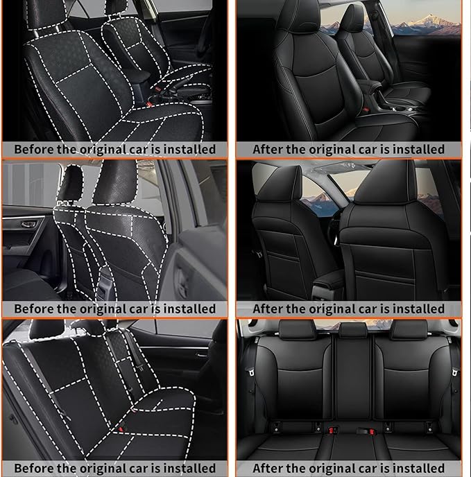 AOMSAZTO Custom Fit for Toyota Corolla LE 2023 2024 2025 2026 Faux Leather Car Seat Covers Full Set Compatible Airbag Car Seat Protector Black (Black, 2023-2026 Corolla LE)
