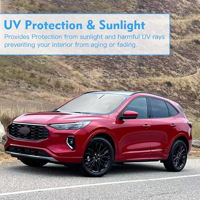 Windshield Sun Shade for Ford Escape S, SE, SE Sport Hybrid, SEL, Titanium 2019 2020 2021 2022 2023 Accessories Sunshade Windshield Cover - 4 Layers Sun Visor Window Shade Blocks UV Rays Cooler Car