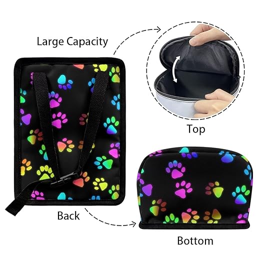 Colorful Dog Paw Car Trash Can with Lid, Cute Leakproof Car Trash Garbage Bag Hanging Vehicle Trash Bin Small Portable Automotive Garbage Cans Organizer for Back/Front Seat/Console