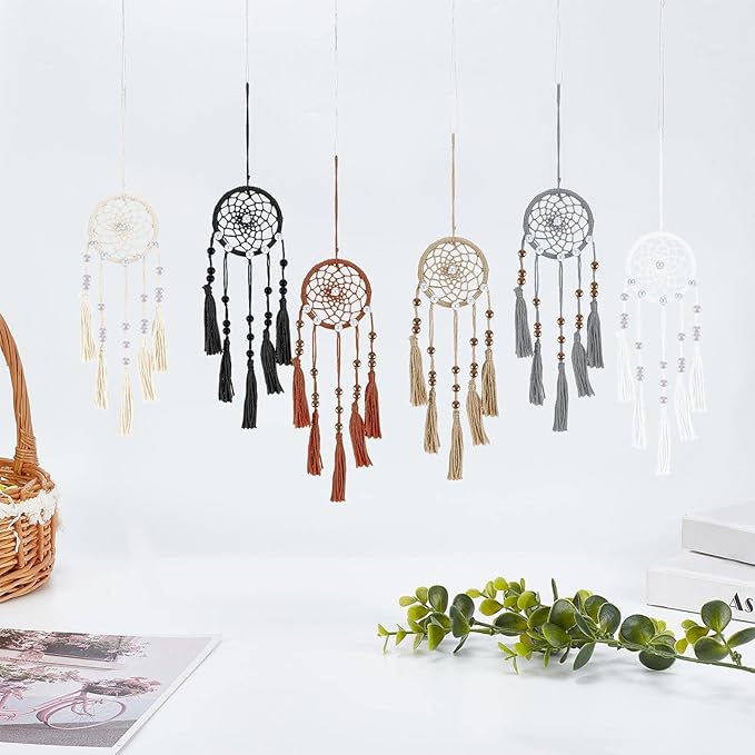 INFUNLY 6 Set Mini Dream Catchers Kit for Keychain DIY Dream Catcher Making Kit Colorful Handmade Small Dream Catcher for Bag Pendant Car Interior Backpack Charm