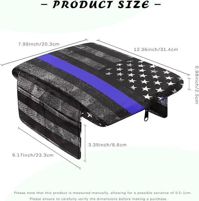 Tupalatus Police Flag Car Console Cover Washable Car Center Console Replacement Accessories Interior Protection Breathable Easy Installation Universal Fit for Car SUV Trucks