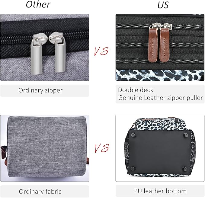 MIYCOO Lunch Bag & Lunch Box for Women Men, Double Deck Leakproof Insulated Soft Large Adult Camping Cooler bag for Work, Beach, Picnic, Travel (Leopard print, 15L)