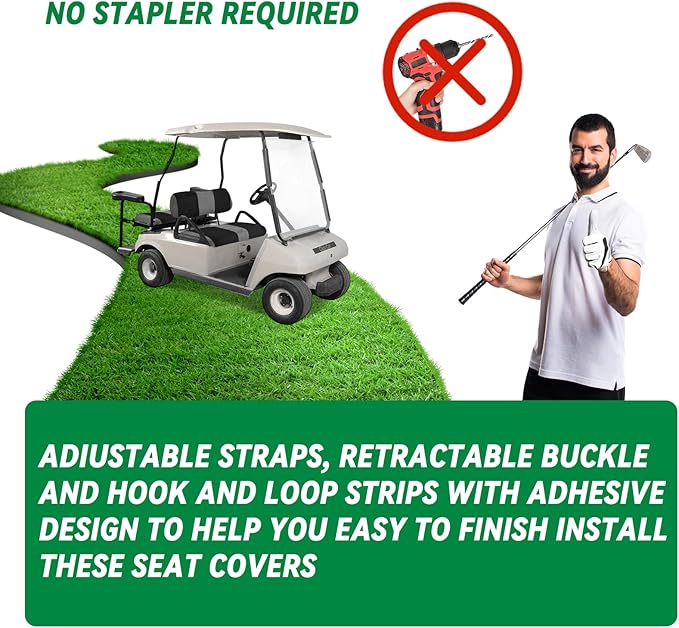 Universal Club Car DS Golf Cart Seat Covers Dress UP Older Golf Cart, Durable Breathable Material Front and Back Seat Cover Fit for ds, Club Car DS Seat Covers Front and Back, Black