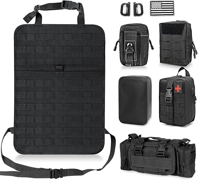 Z8 Tactical Seat Back Organizer, Universal Car Seat Back Cover with 5 Mole Bags in Different Sizes, Universal Fits All Vehicles
