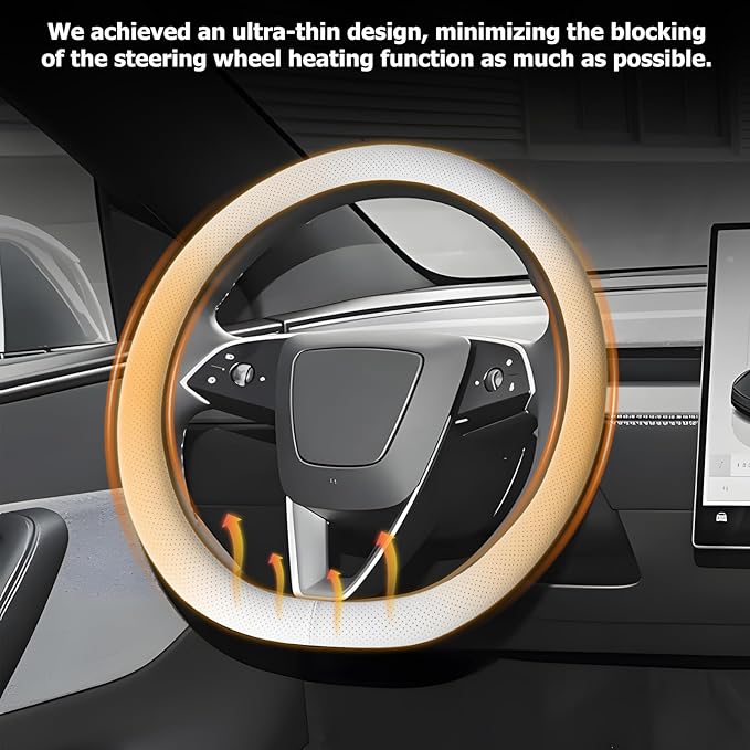 Microfiber Leather Universal 14.5-15 inch Steering Wheel Cover,Easy to Install Non-Slip Breathable Steering Wheel Protector White