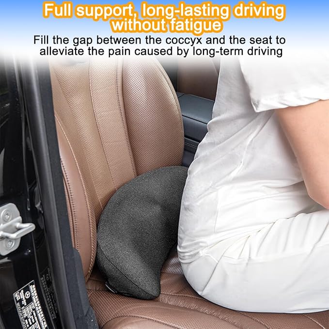 Mandark Car Seat Cushion, Memory Foam Vehicle Driver Seat Pad for Back & Sciatica Pain Relief, Comfortable Lumbar pillow for Driving, Office Chair, Wheelchair, Universal for SUV, Truck, RV (Dark Gray)