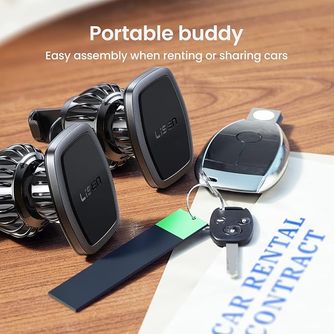 LISEN 2 Pack Magnetic Phone Holder for Your Car Magnet for Phone Car Mount Vent 6 Military Magnets Vent Cell Phone Holder Mount for Car Plate Fit All, Gifts for Women Men, Car Accessories