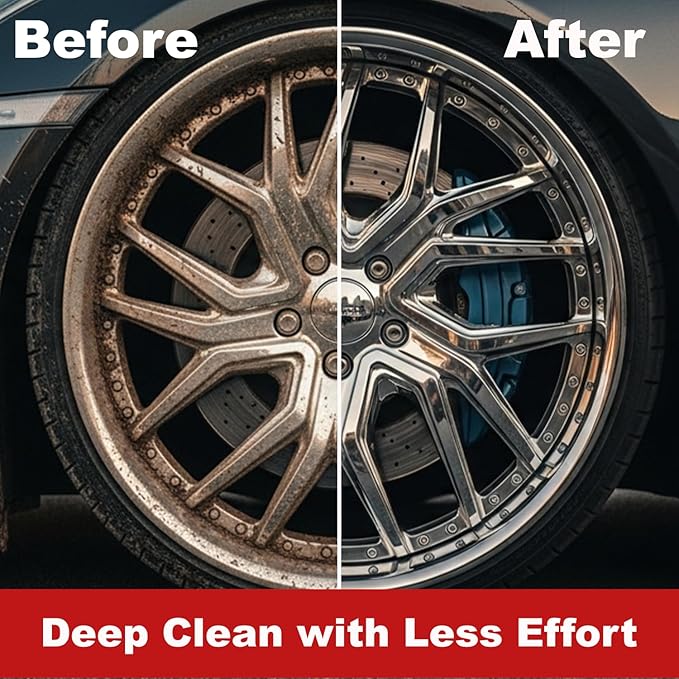 EZ Detail Brush Little - Red - Wheel Rim Cleaner for Cars, Bike, Trucks, Motorcycle, and Other Vehicles. Non-Scratch Auto Detailing Tool, Easily reaches Nook and Crannies