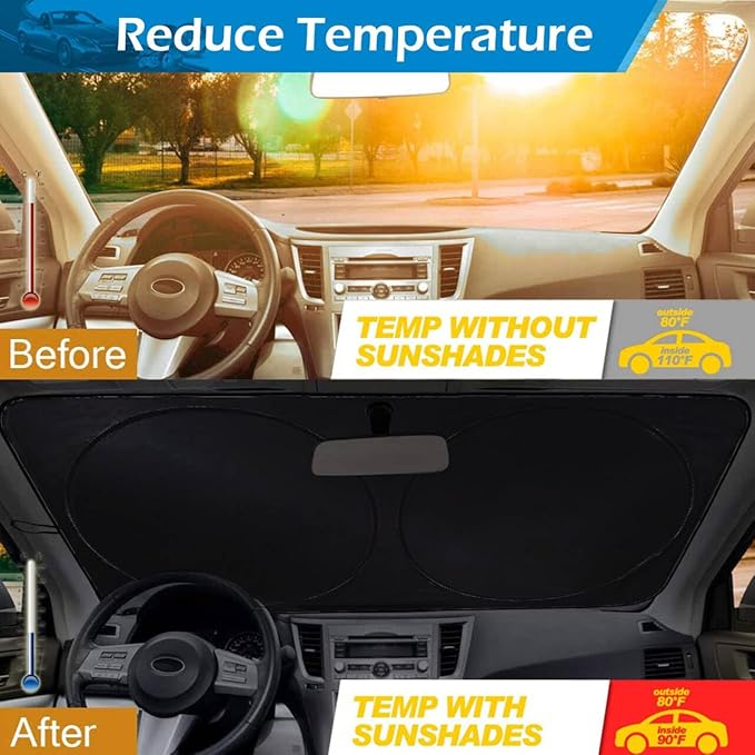 Custom Car Windshield Sun Shade, Personalized Foldable Front Window Sun Visor Protector Shield with Your Customized Photo Text Logo Design, Fits Most Sedans, SUVs, Vans, MPV, Trucks (X-Large)