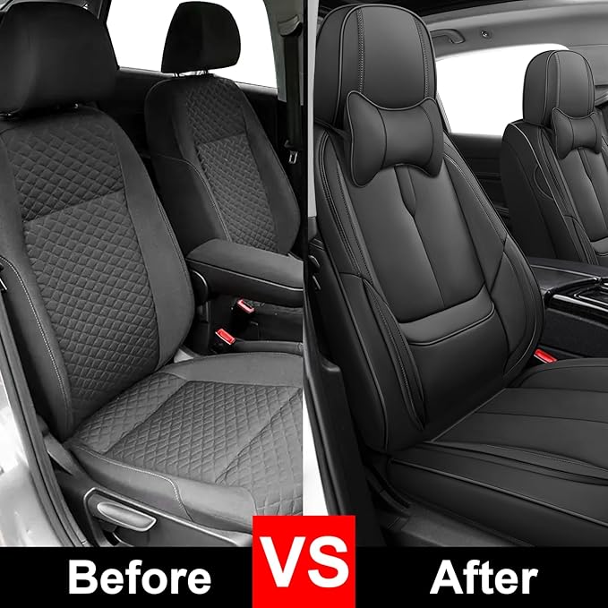Fit for 98% of Mercedes Benz Car Seat Covers with Headrests, Premium Nappa Leather Seat Cover, Fully Wrapped Protect Modern Style Seat Cover (2-Seat Luxury, Classic Black)