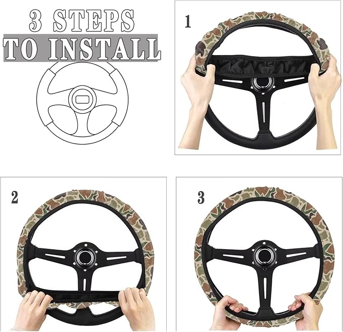 SEANATIVE Duck Camouflage Car Steering Wheel Cover Universal Car Accessory for Diverse Cars Neoprene Dust Cover for Steering Wheel