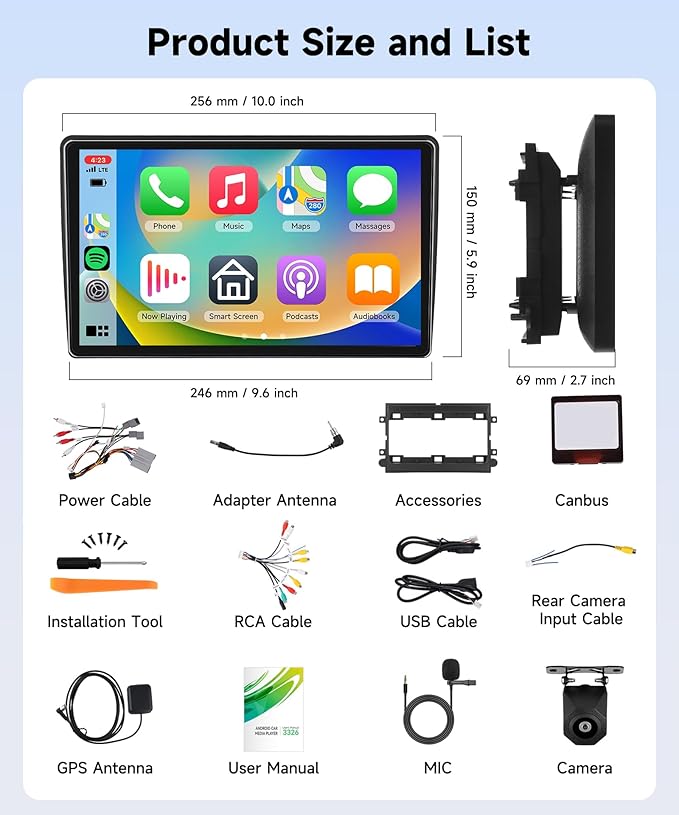 11.5" 4 Core 4+64G Radio for Ford F150 2004-2008 with 5G WiFi,2000 * 1200P Incell Touchscreen,F150 Car Radio Stereo with DSP/EQ Wireless Carplay Android Auto BT Type-C GPS FM SWC Backup Camera