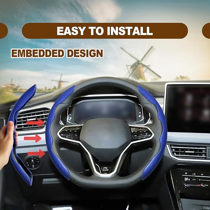 Car Interior Accessories Butterfly Steering Wheel Cover Car Carbon Fiber Anti-Skid Steering Wheel Cover (Blue)