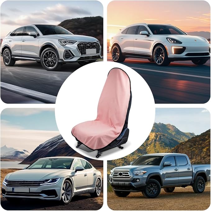 Car Towel Seat Cover, Performance Microfiber Washable Non Slip Vehicle Front Seat Covers, Sweatproof Automotive Interior Chair Protectors, Universal for SUV Automobile Truck (Pink)