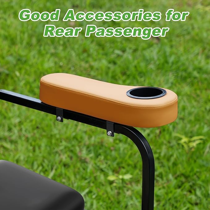 10L0L Golf Cart Rear Seat Kit Arm Rest Set with Cup Holder for Yamaha EZGO Club Car Golf Cart UV-Proof Coating Long Lasting, No Drilling Kits Include