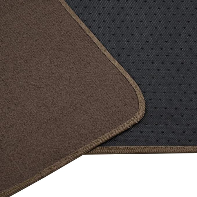 BDK Premium Dark Beige Carpet Floor Mats for Cars - Universal Fit Interior 4-Piece Car Mats Full Set with Vinyl Heel Pad Protector - Cute Car Accessories Interior Floor Covers for SUVs & Trucks
