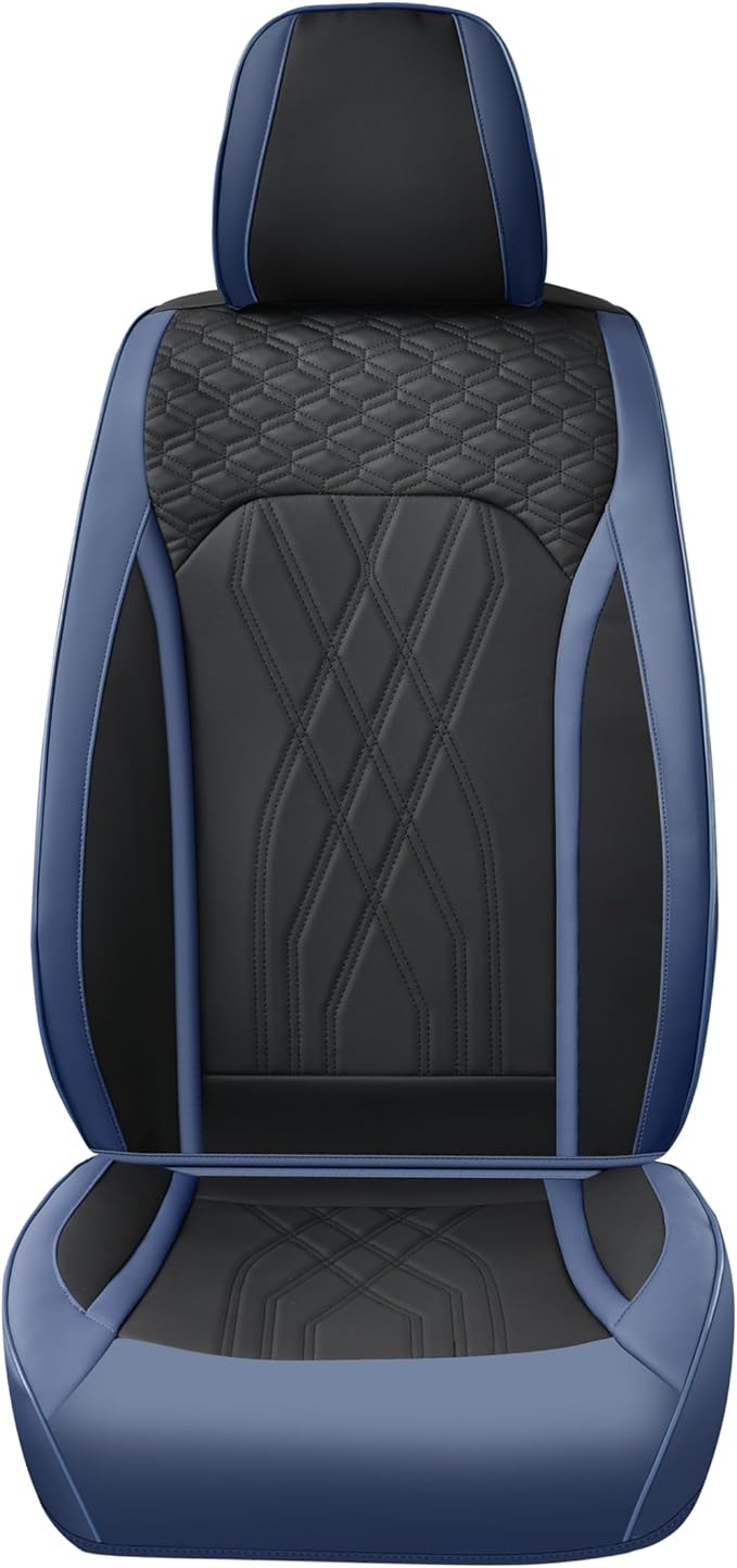 FLORICH Leather Front Car Seat Covers Waterproof Durable Front Seat Protector for Cars Luxury Seat Cover Breathable Vehicle Seat Cushion Universal Fit for Most Car Truck SUV, Black&Blue