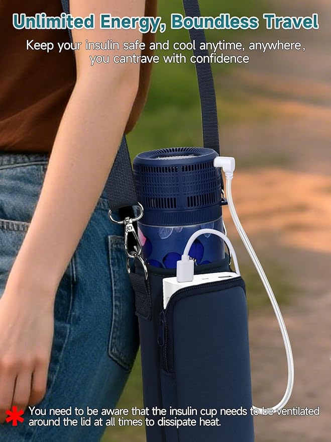 Electric Insulin Cooler Travel Case, USB Charger & Biogel Ice Box - Unlimited Hours, 35-68°F Custom & Display Temperature Medical Cooler, TSA Approved Diabetic Medication Refrigerator