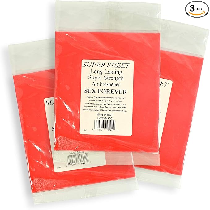 Super Sheet Large (8"x7") Under Seat Car Air Freshener, 3-PACK (Sex Forever)