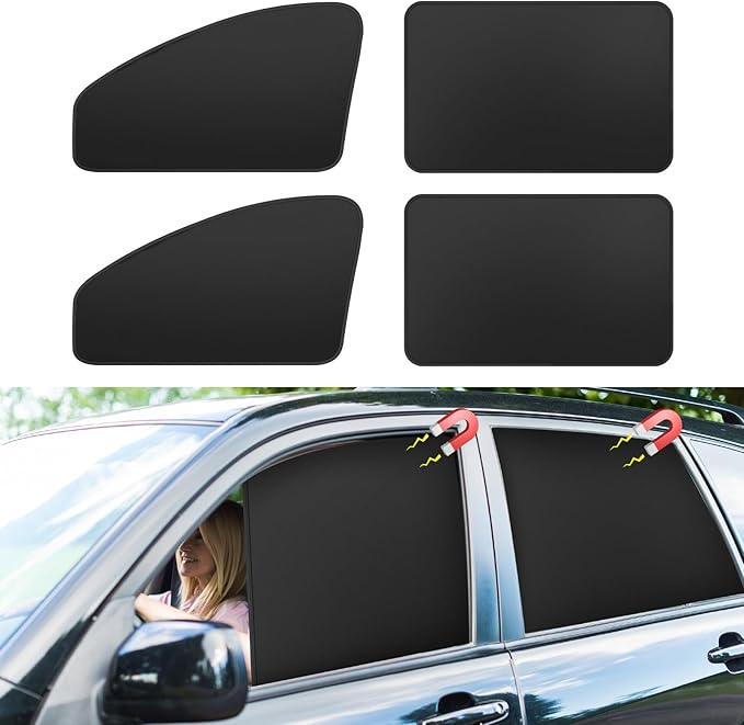 Car Curtains for Side Window - 4 Pcs Privacy Sun Shades Magnetic 100% Block Light Car Window Covers with Cooler Feeling (dexterous, 4pcs)