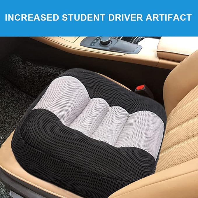 Car Booster Seat Booster Height Lifting Pad Breathable Mesh Portable Car Seat Cushion for Fatigue for Trucks, Cars, SUVs, Office Chairs, Wheelchair (Black)