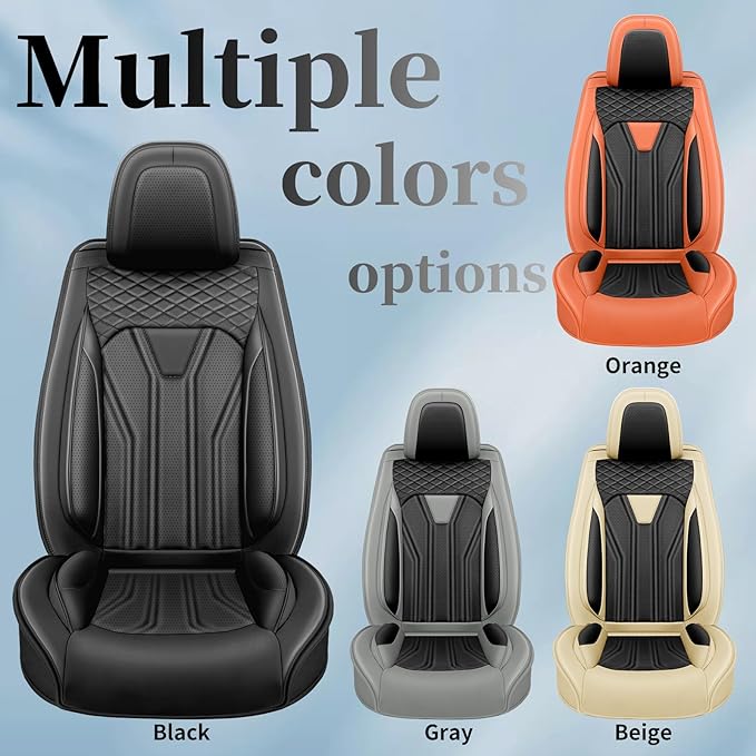 Fit Sonata Car Seat Covers Premium Leather for Hyundai Sonata 2007-2025 2026. Waterproof, Breathable, Scratch-Resistant & All-Weather Seat Cushion Protector(Front Seat,All Black