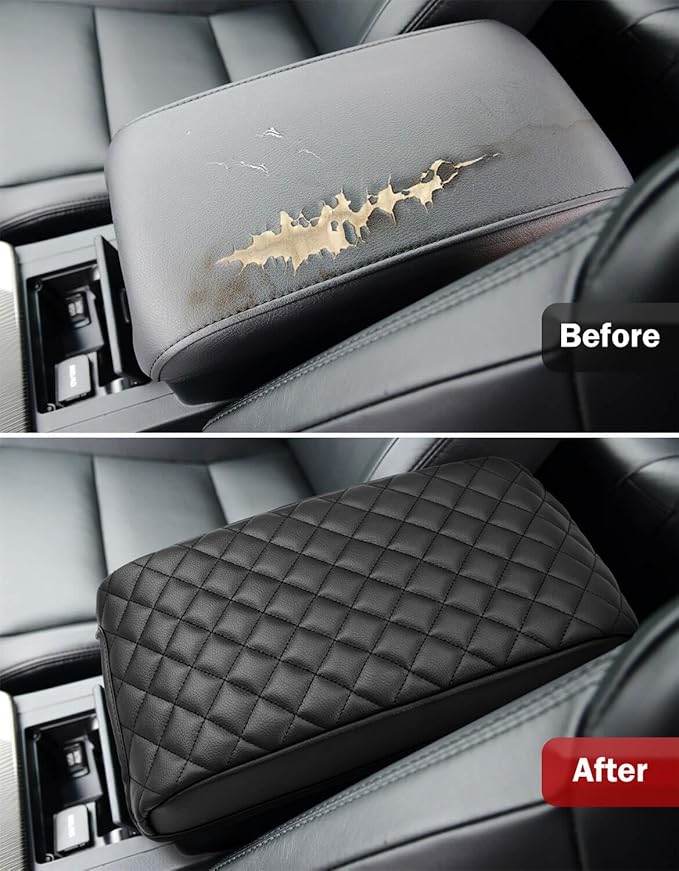 KBH Center Console Armrest Cover for Toyota Camry 2012 2013 2014 2015 2016 2017, Vinyl Leather Trim, Car Arm Rest Cushion Pad Protective Covering, Anti-Scratch, Black
