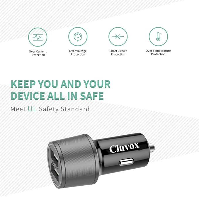 Rapid USB C Car Charger, Compatible for Samsung Galaxy S26/S25 Plus/Ultra/S24/S23/S22/S21/Note 20/10/S20/S10+/S9/A56/A36/A50/A70, Quick Charge 3.0 Dual USB 18W Fast Car Charger+ Type C Cable 3.3ft