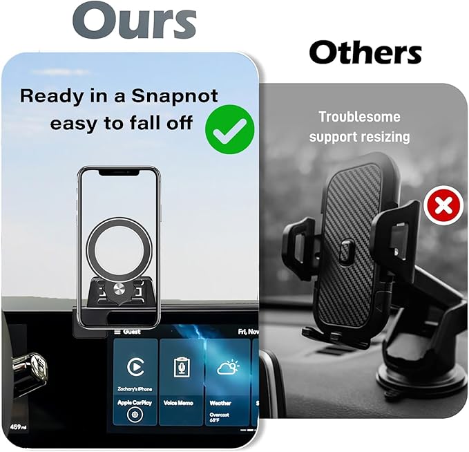 Car Phone Holder for 2025 2026 Hyundai Tucson/Tucson Hybrid Accessories Apply to 12.3 Inch Touch Screen Fixed Clip Magnetic Cell Phone Mount Hands-Free 360 Degree Rotation