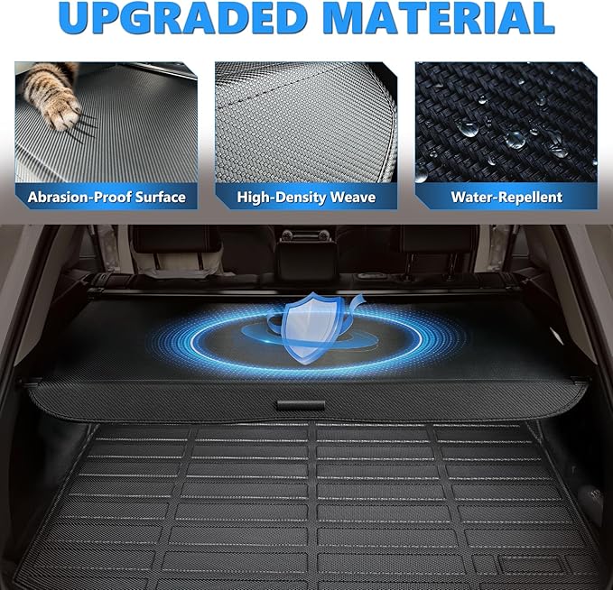 MIALUTY® Cargo Cover for 2008-2012 Ford Escape 3.0L Retractable Trunk Cover Escape Accessories Anti-Peeping Anti-Theft Privacy Screen,Trunk Luggage Shield Shade Carbon Fiber Texture